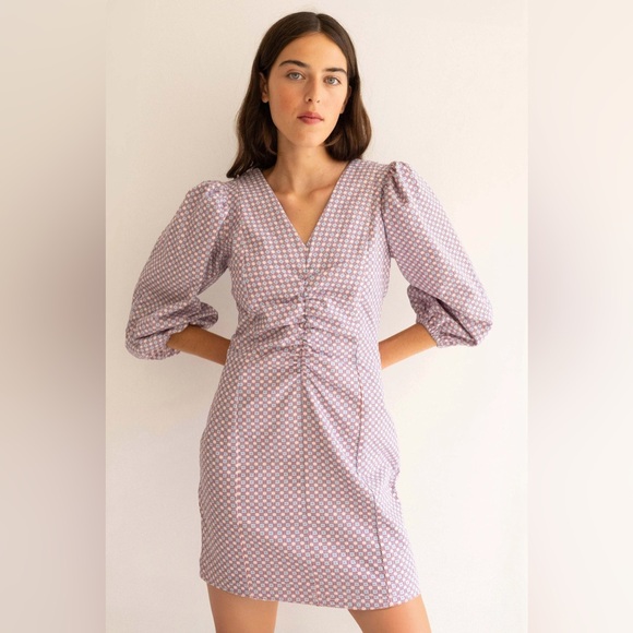 The Tiny Big Sister Jacquard Puff Sleeves Dress - Picture 3 of 7